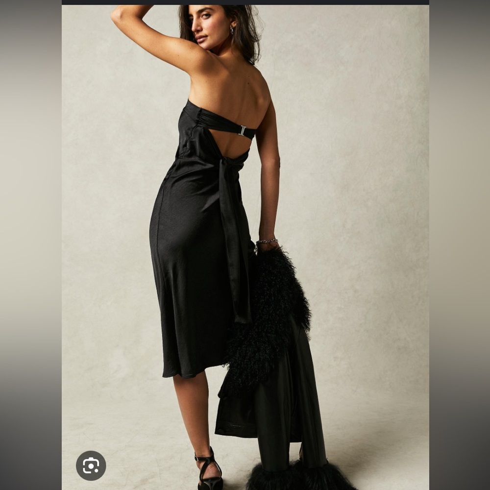 Third Form Satin Tie Strapless Dress